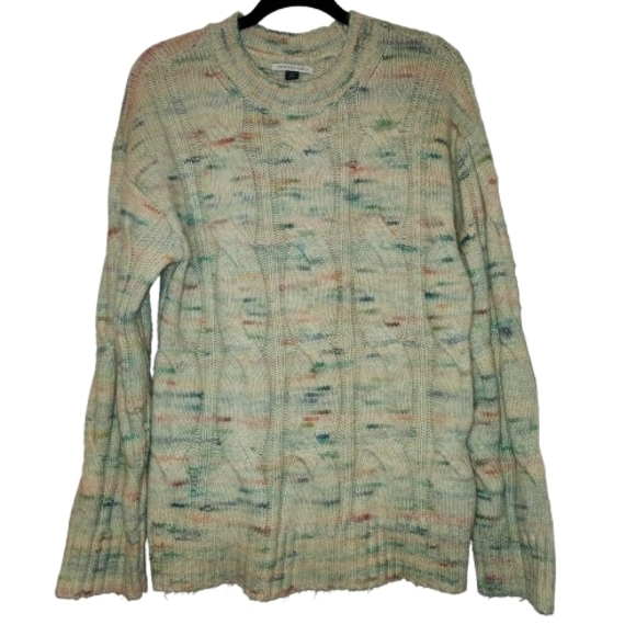 American Eagle Oversized Multicolor Cable Knit Sweater Size XS Relaxed Fit Soft - Picture 2 of 13
